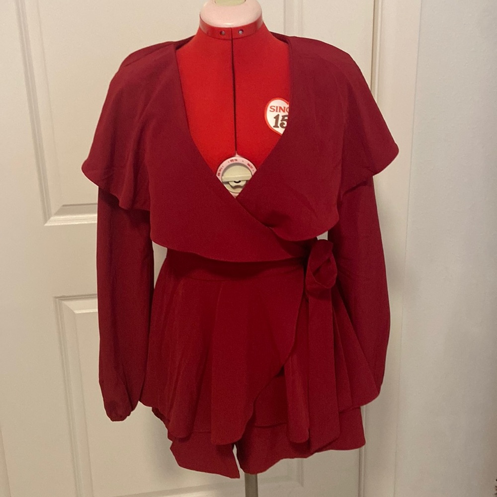 Burgandy Long Sleeve Romper